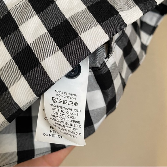 Kate Spade gingham black white checked flutter-sleeve blouse trapeze top Medium - Picture 5 of 7